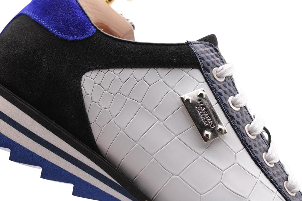 Sneakers effetto coccodrillo e suede