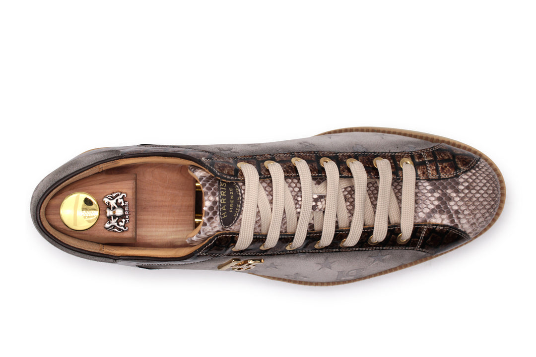 Sneakers in suede monogram e pitone