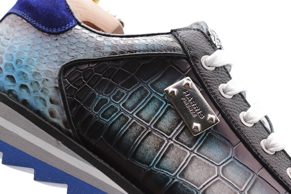 Sneakers in pitone ed effetto coccodrillo