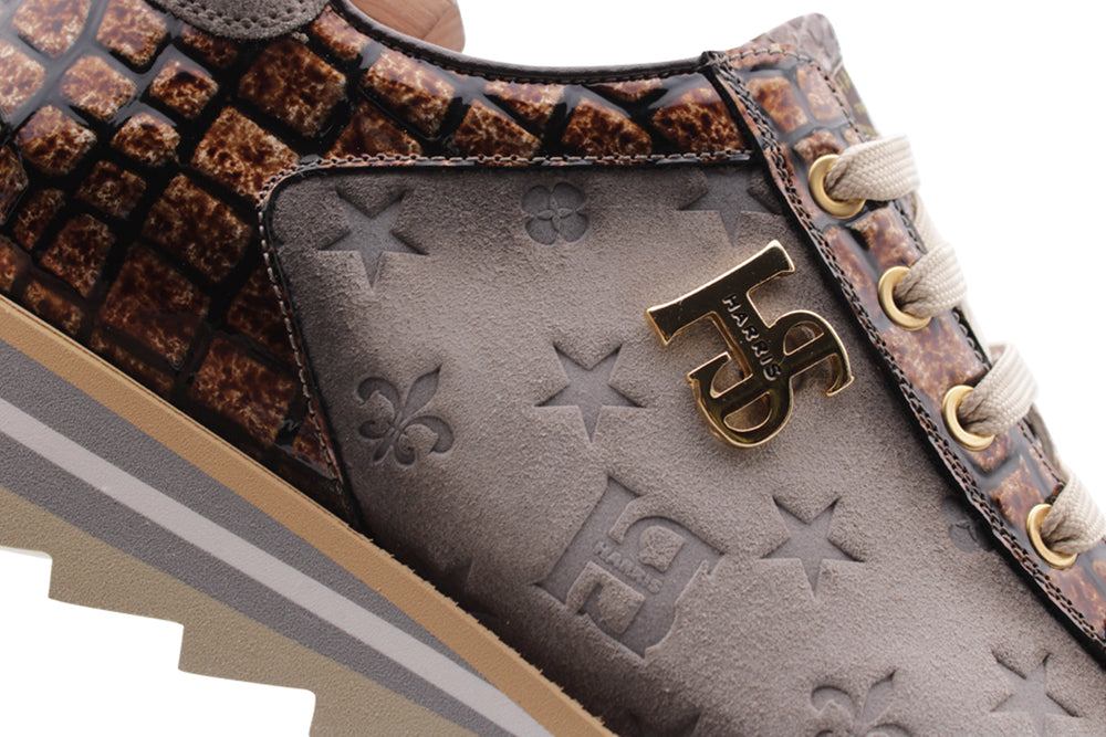 Sneakers in suede monogram e pitone
