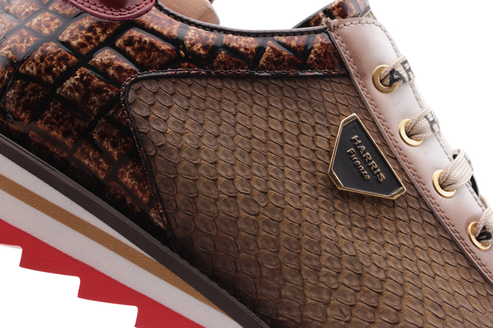 Sneakers in pitone ed effetto coccodrillo