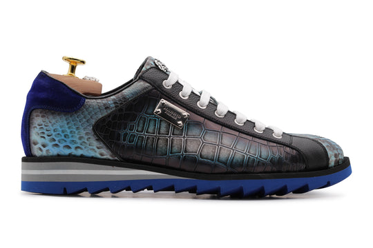 Sneakers in pitone ed effetto coccodrillo