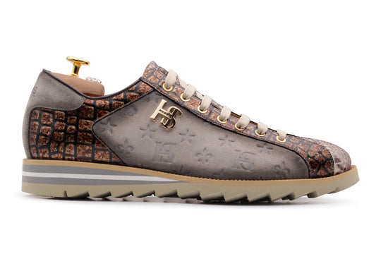 Sneakers in suede monogram e pitone
