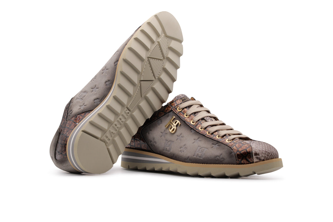 Sneakers in suede monogram e pitone
