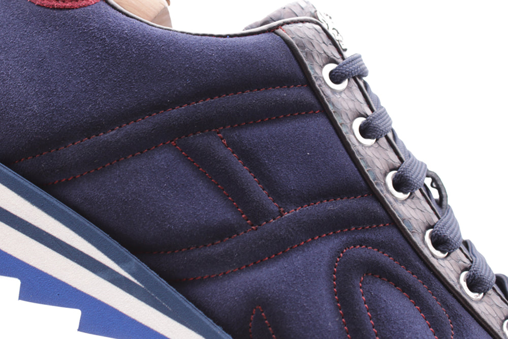 Sneaker in suede e pitone