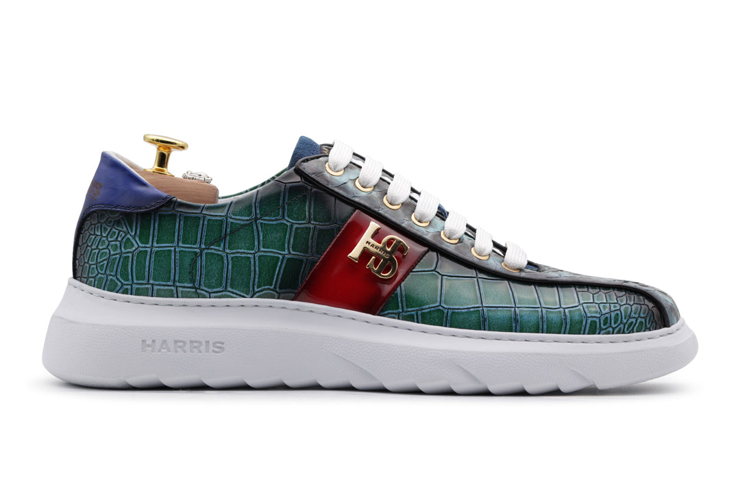 Sneaker in pelle stampata e pitone