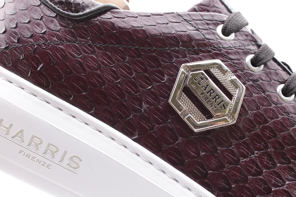 Sneaker bordeaux in pelle di pitone