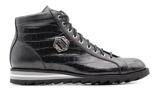 Botín de piel efecto cocodrilo