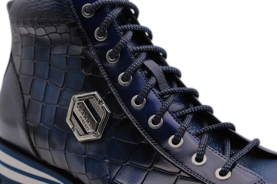 Botín de piel efecto cocodrilo pintado a mano