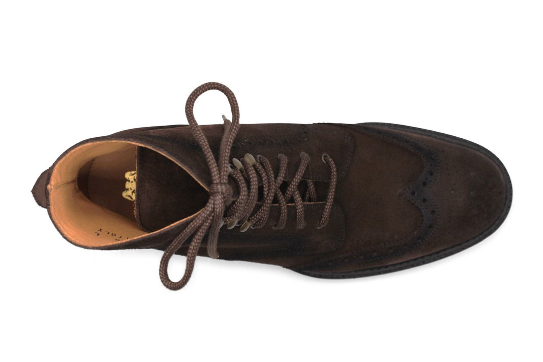 Polacchino in suede Testa di Moro con dettagli Brogue