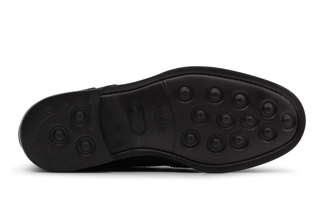 Wildlederstiefelette Blau mit Brogue-Details