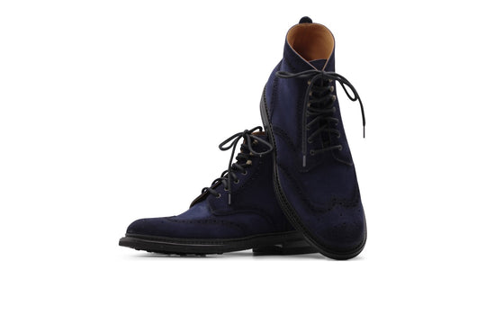 Wildlederstiefelette Blau mit Brogue-Details