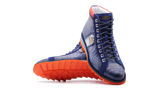 Bottine en cuir effet crocodile