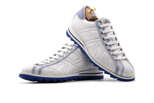 Sneaker in shaded leather and suede