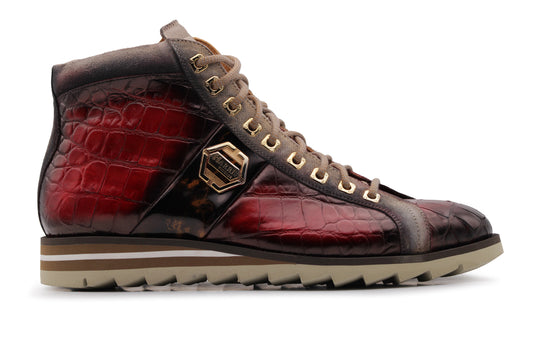 Bottine en cuir effet crocodile