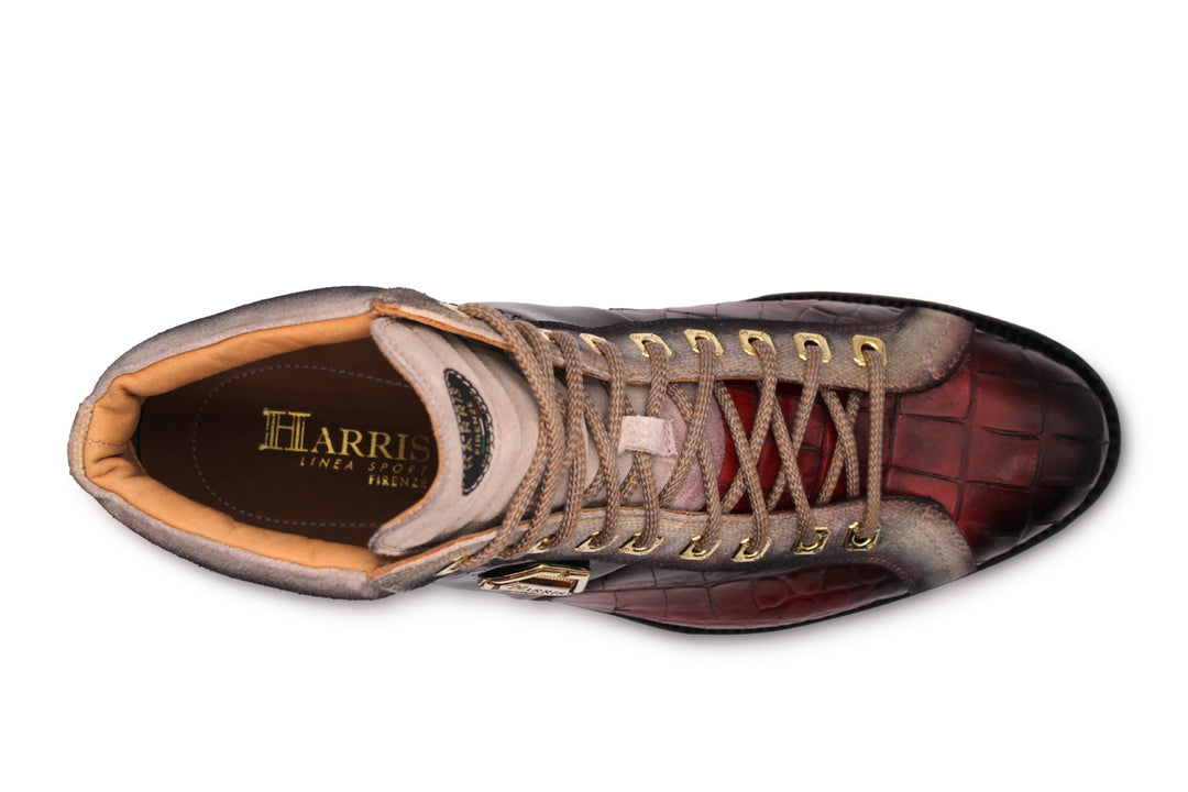 Bottine en cuir effet crocodile