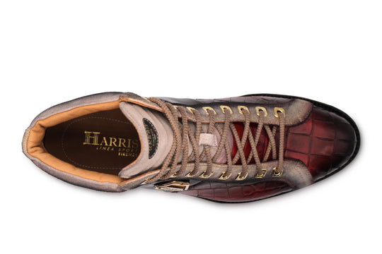 Bottine en cuir effet crocodile