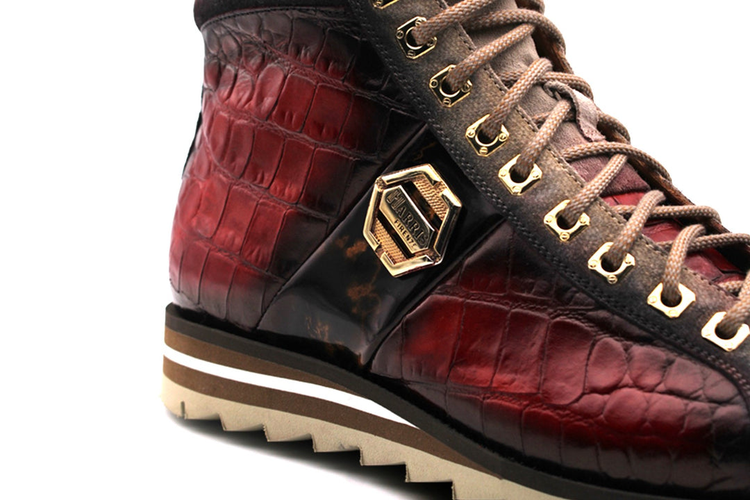 Bottine en cuir effet crocodile