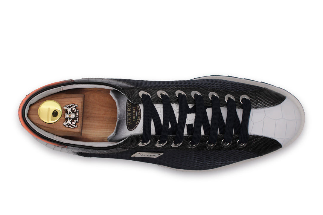 Crocodile print sneakers with perforated effect