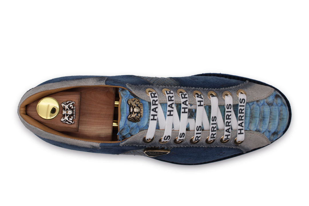 Suede and python sneakers