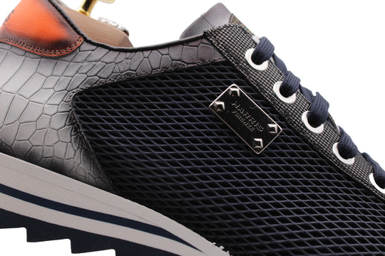 Crocodile print sneakers with perforated effect