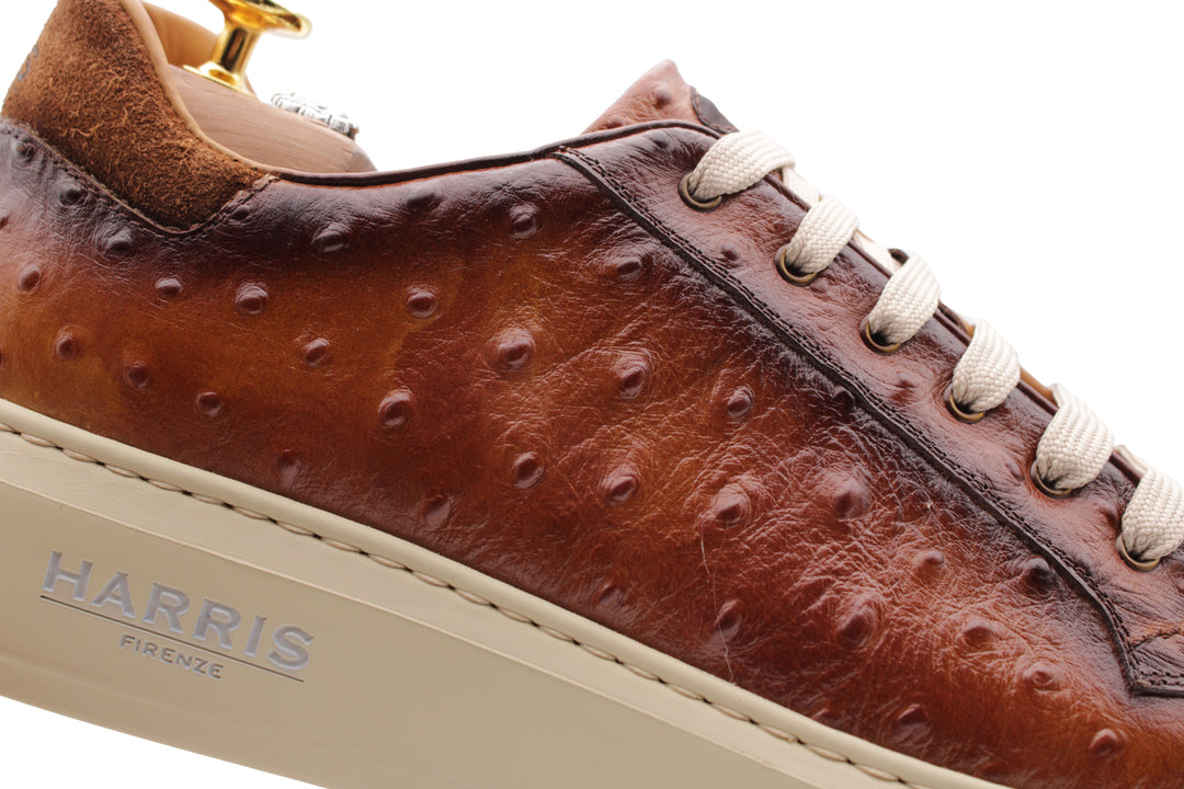 Sneakers aus bedrucktem Leder mit Straußeneffekt