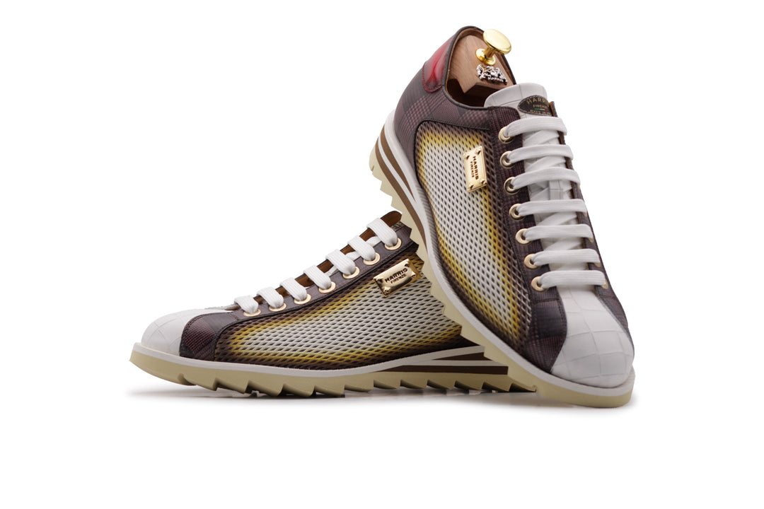 Crocodile effect and perforated sneakers