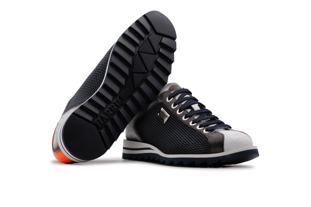 Crocodile print sneakers with perforated effect