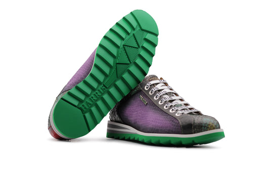 Sneakers in suede stampato e pitone