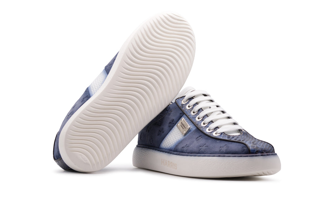 Sneakers in suede stampato e dettagli in pitone