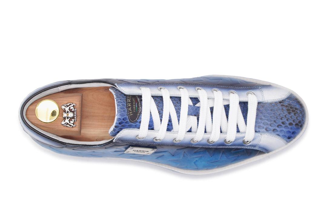 Printed leather and python sneakers