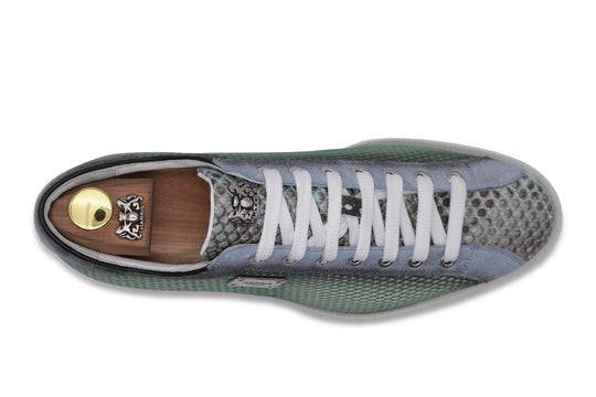 Printed leather and python sneakers