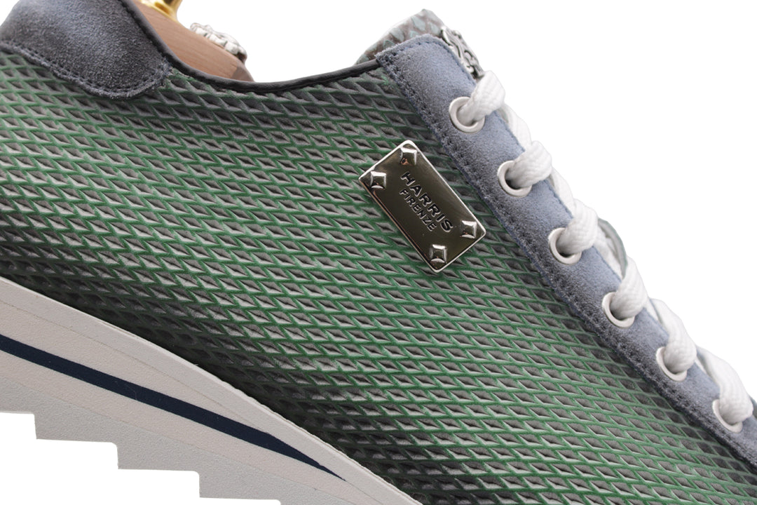 Printed leather and python sneakers