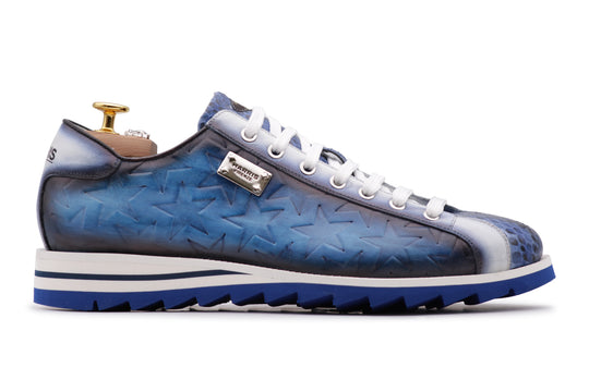 Printed leather and python sneakers