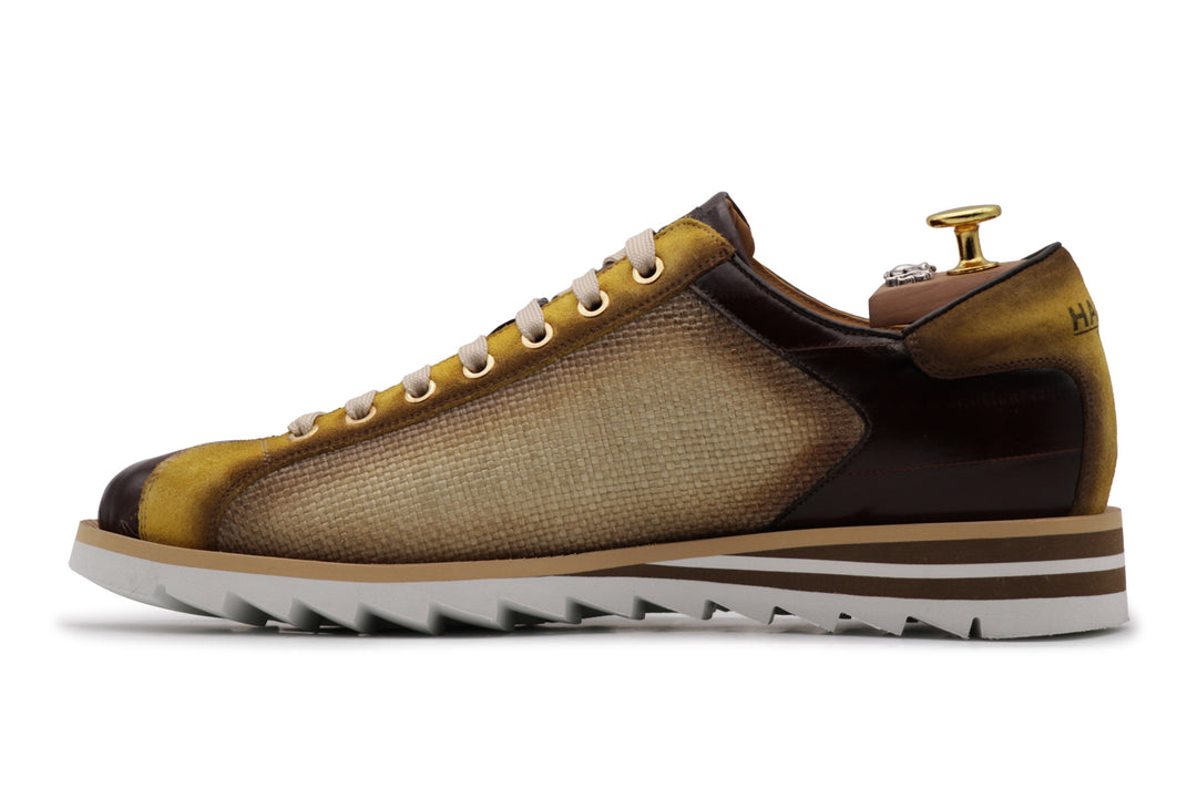 Sneakers in rafia, suede e anguilla