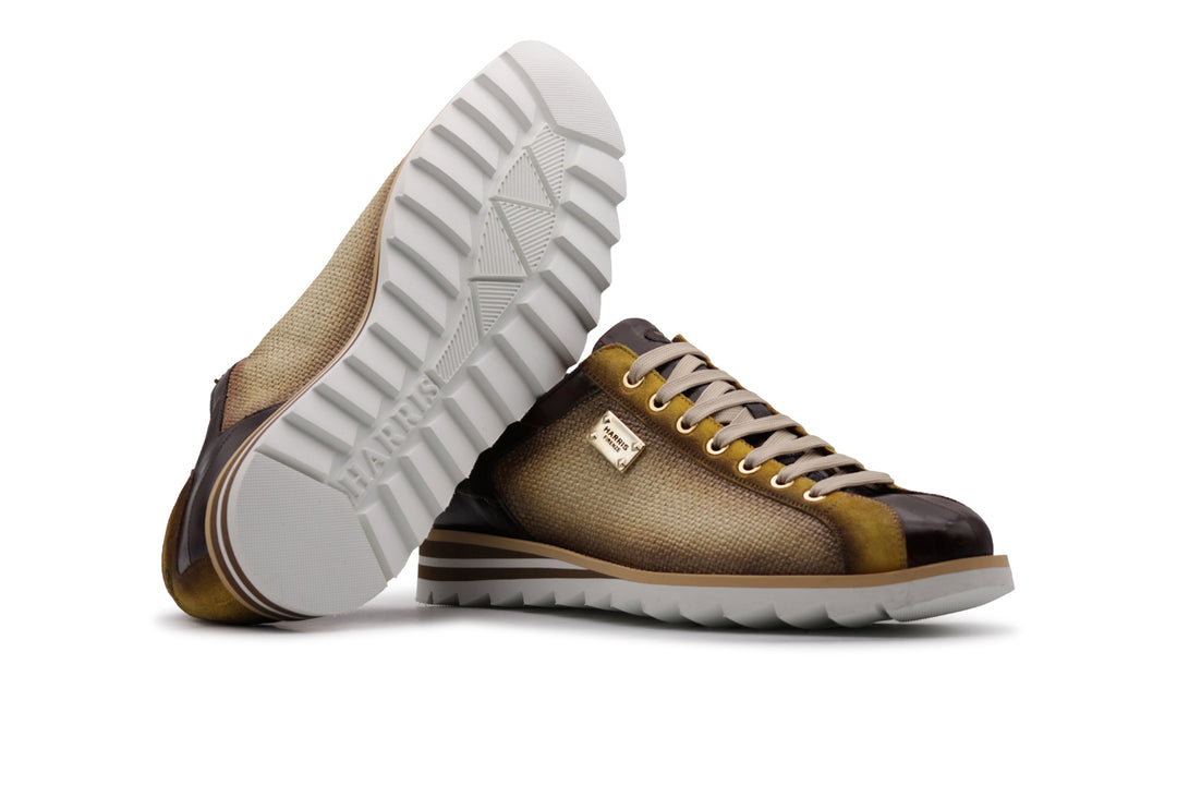 Sneakers in rafia, suede e anguilla