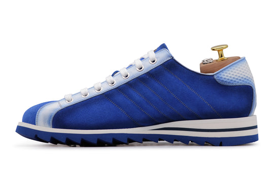Sneakers in suede e pelle sfumata Bluette