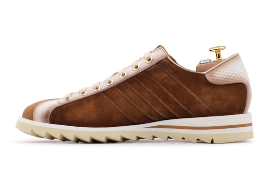 Sneakers in suede e pelle sfumata Bruciato