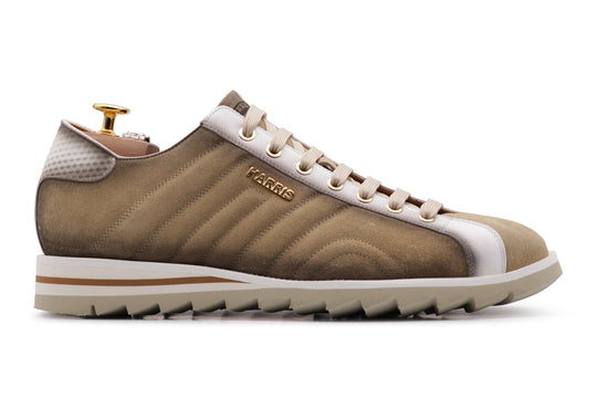 Sneakers in suede e pelle sfumata Beige