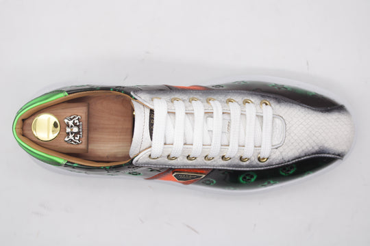 Sneakers in pelle di pitone e suola a cassetta