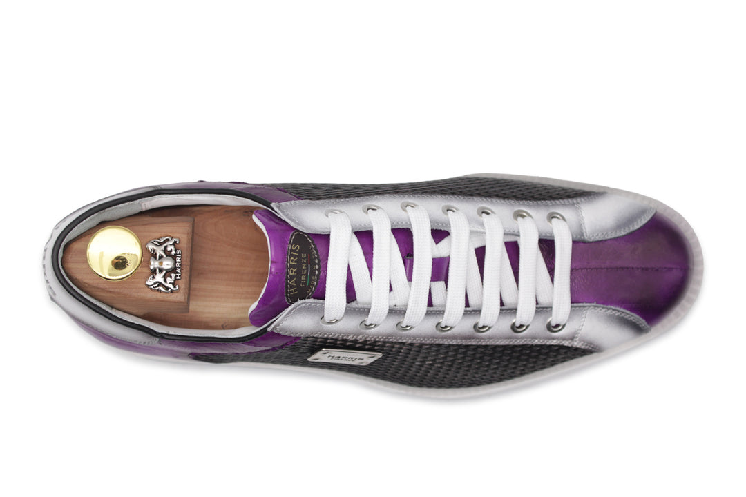 Sneakers in pelle stampata con dettagli in anguilla Viola