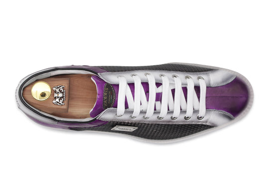 Sneakers in pelle stampata con dettagli in anguilla Viola