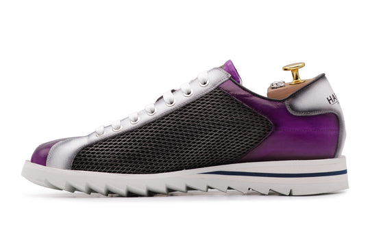 Sneakers in pelle stampata con dettagli in anguilla Viola