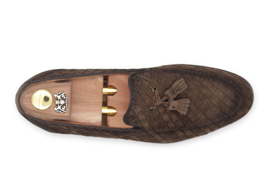 Mocasín de ante tejido