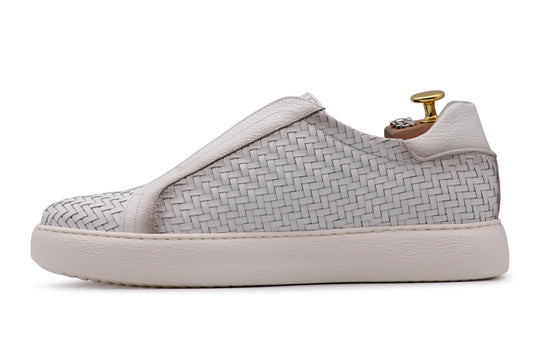Woven leather slip-on sneakers