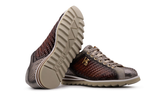 Sneakers aus gewebtem Leder und Python
