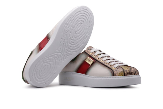 Sneakers in pelle morbida e pitone Multicolor