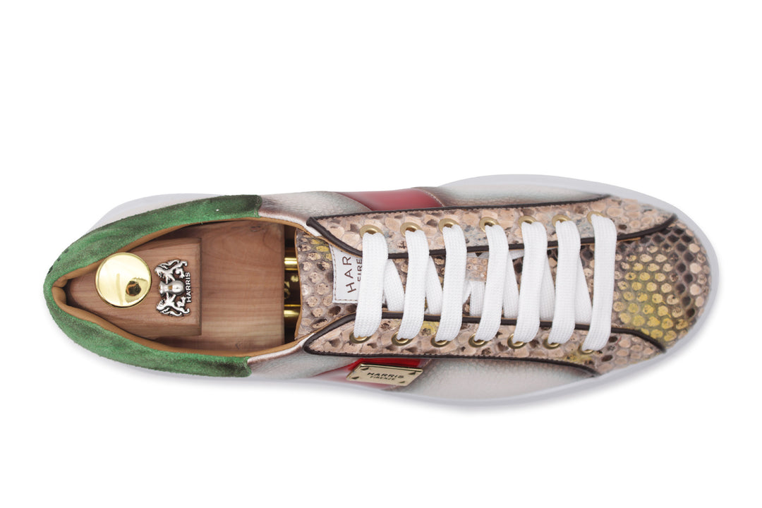 Sneakers in pelle morbida e pitone Multicolor