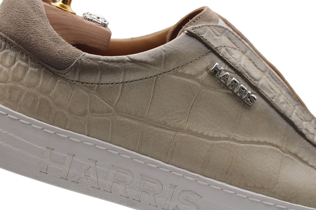 Sneakers slipon effetto coccodrillo Beige