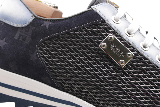 Sneakers in pelle stampata con dettagli in suede Nera